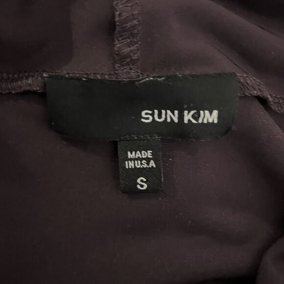 Sun Kim Joann Tunic Size Small Purple Cowl Neck Long Sleeve Pocket - Picture 8 of 9